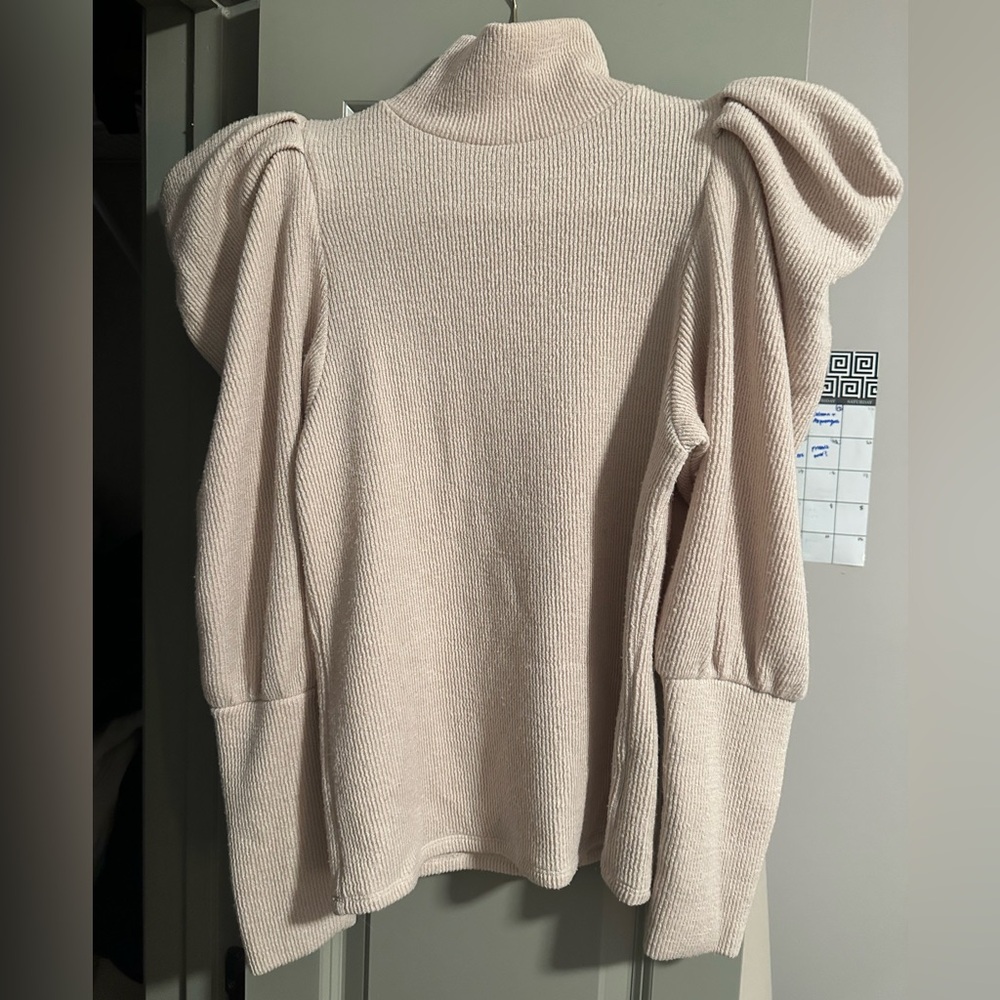 Express Elegant Cream Sweater with Puff Sleeves